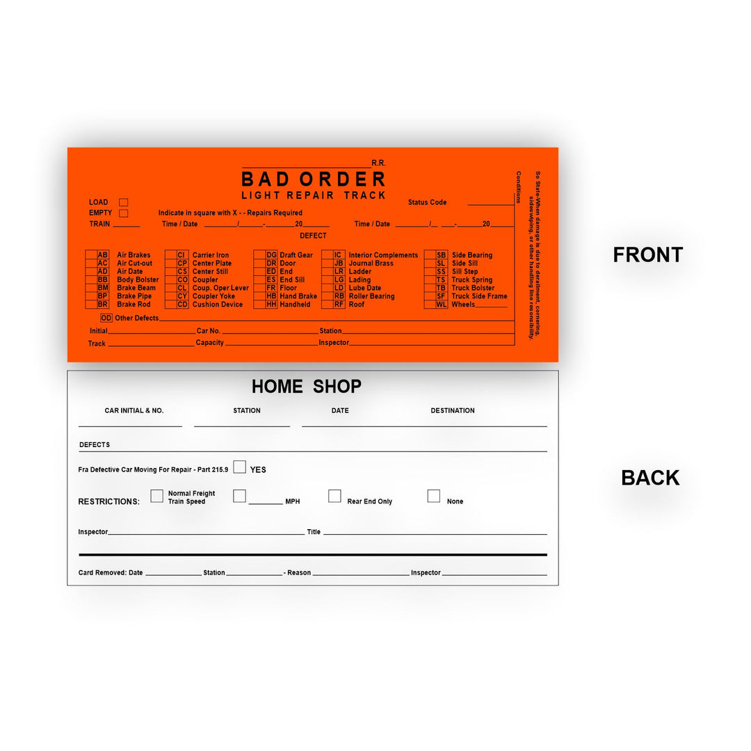 Bad Order Tag – Online Railcar Decals and Screen Printing™